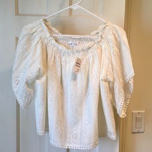 Pretty Ivory Lace Off the Shoulder Top